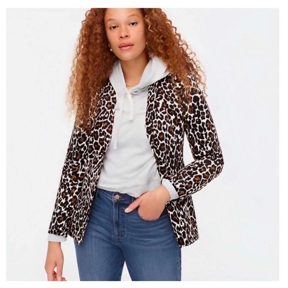 J. Crew Blazer Womens M Schoolboy M2016 Snow Leopard Brown EUC